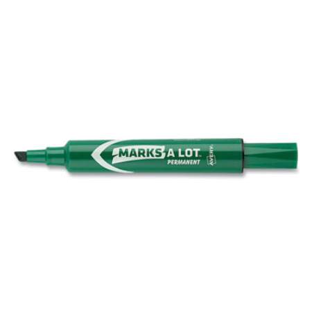 Avery MARKS A LOT Large Desk-Style Permanent Marker, Broad Chisel Tip, Green, Dozen (8885) (08885)