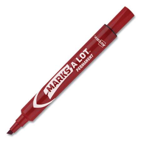 Avery MARKS A LOT Large Desk-Style Permanent Marker, Broad Chisel Tip, Red, Dozen (8887) (08887)
