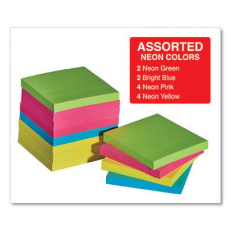 Universal Self-Stick Note Pads, 3 x 3, Assorted Neon Colors, 100-Sheet, 12/Pack (35612)