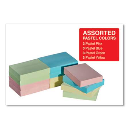 Universal Self-Stick Note Pads, 1 1/2 x 2, Assorted Pastel Colors, 100-Sheet, 12/Pack (35663)
