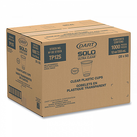 Ultra Clear Cups, 12 oz, Plastic, 50 Cups/Bag, 20 Bags/Carton (TP12S)