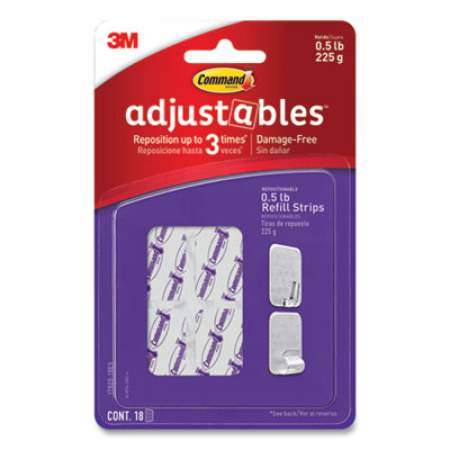 Command Adjustables Repositionable Mini Refill Strips, Holds up to 0.5 lb, 1.03 x 1.32, White, 18 Strips (24399718)