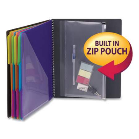 Smead Poly Project Organizer, 24 Letter-Size Sleeves, Gray with Bright Pockets (89206)