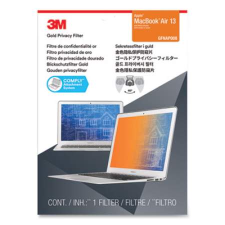 3M Gold Frameless Privacy Filter for 13.3" Widescreen Apple Macbook Air 13, 16:9 Aspect Ratio (24416065)