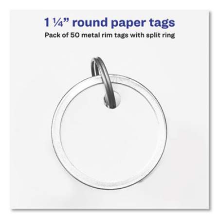 Avery Key Tags with Split Ring, 1 1/4 dia, White, 50/Pack (11025)