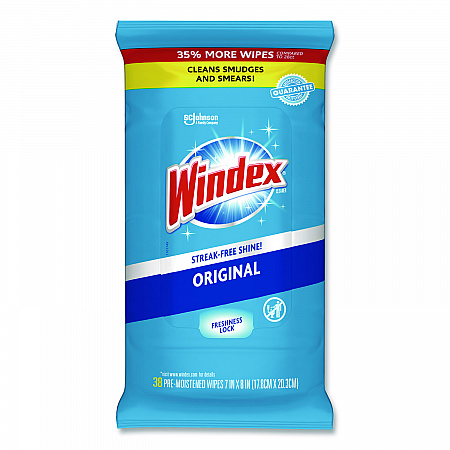 Glass and Surface Wet Wipe, Cloth, 7 x 8, Unscented, White, 38/Pack, 12 Packs/Carton (378032)