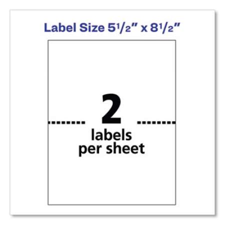 Avery Shipping Labels w/ TrueBlock Technology, Inkjet Printers, 5.5 x 8.5, White, 2/Sheet, 25 Sheets/Pack (8126)