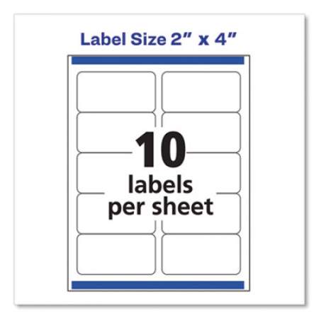 Avery Shipping Labels w/ TrueBlock Technology, Laser Printers, 2 x 4, White, 10/Sheet, 250 Sheets/Box (5963)