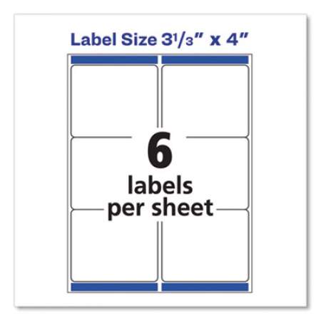 Avery Shipping Labels w/ TrueBlock Technology, Inkjet Printers, 3.33 x 4, White, 6/Sheet, 100 Sheets/Box (8464)