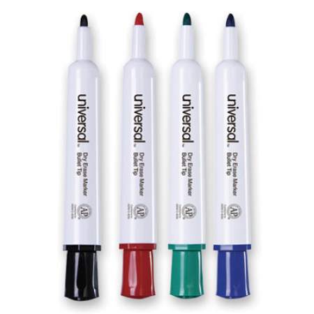 Universal Dry Erase Marker, Medium Bullet Tip, Assorted Colors, 4/Set (43680)