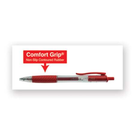 Universal Comfort Grip Gel Pen, Retractable, Medium 0.7 mm, Red Ink, Translucent Red Barrel, Dozen (39914)