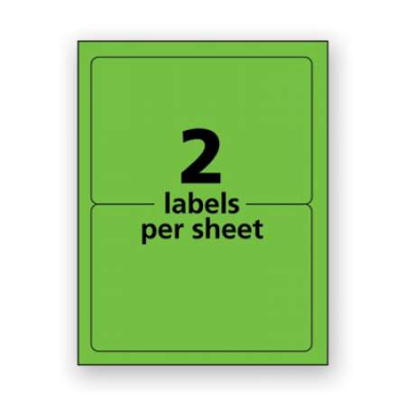 Avery High-Visibility Permanent Laser ID Labels, 5 1/2 x 8.5, Neon Green, 200/Box (5952)