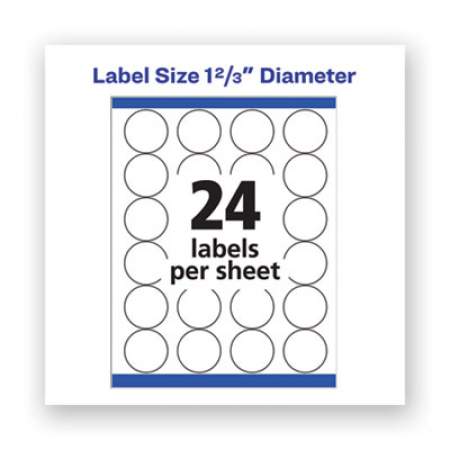 Avery Permanent Laser Print-to-the-Edge ID Labels w/SureFeed, 1 2/3"dia, White, 600/PK (5293)