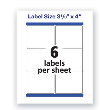 Avery Waterproof Shipping Labels with TrueBlock and Sure Feed, Laser Printers, 3.33 x 4, White, 6/Sheet, 50 Sheets/Pack (5524)