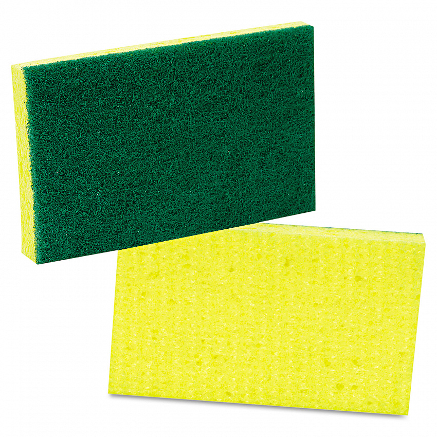 Medium-Duty Scrubbing Sponge 74, 3.6 x 6.1, 0.7" Thick, Yellow/Green, 10/Pack (74CC)