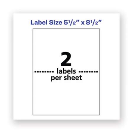 Avery Waterproof Shipping Labels with TrueBlock Technology, Laser Printers, 5.5 x 8.5, White, 2/Sheet, 50 Sheets/Pack (5526)