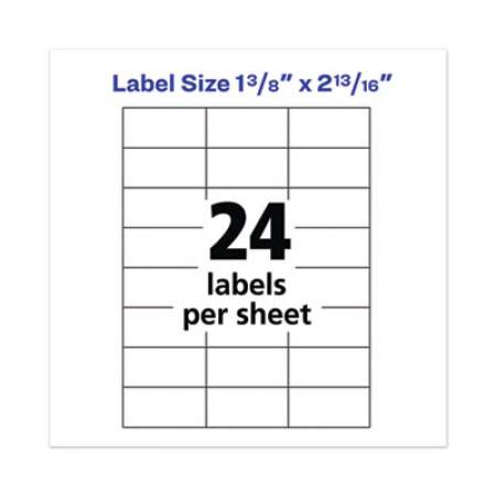 Avery Copier Mailing Labels, Copiers, 1.38 x 2.81, White, 24/Sheet, 100 Sheets/Box (5363)