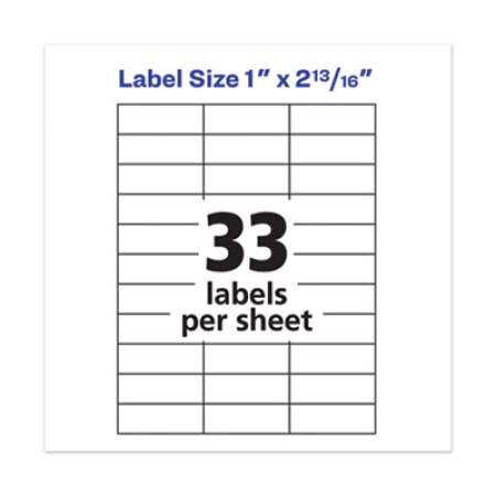 Avery Copier Mailing Labels, Copiers, 1 x 2.81, White, 33/Sheet, 100 Sheets/Box (5351)