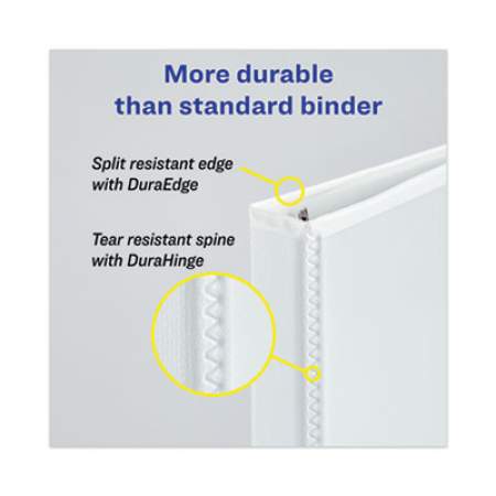 Avery Heavy-Duty View Binder with DuraHinge and One Touch EZD Rings, 3 Rings, 1.5" Capacity, 11 x 8.5, White (79195)