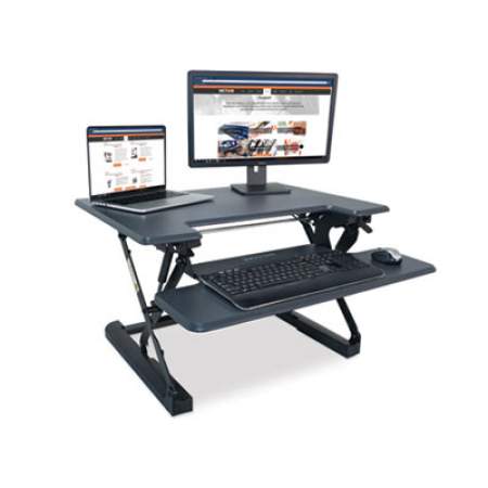 Victor High Rise Height Adjustable Standing Desk with Keyboard Tray, 31" x 31.25" x 5.25" to 20", Gray/Black (DCX710G)