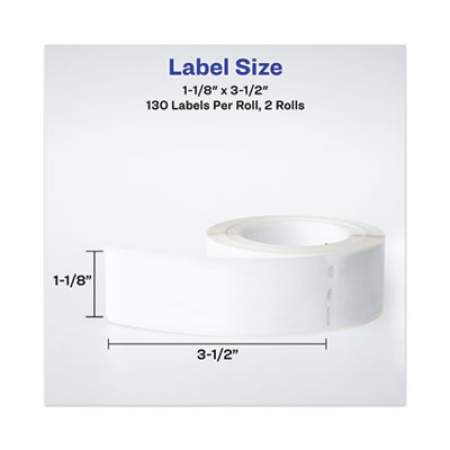 Avery Multipurpose Thermal Labels, 1.13 x 3.5, White, 130/Roll, 2 Rolls/Pack (4150)