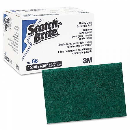 Heavy-Duty Scouring Pad 86, 6 x 9, Green, Dozen (86)