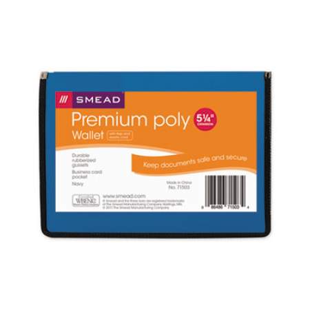 Smead Poly Premium Wallets, 5.25" Expansion, 1 Section, Letter Size, Navy Blue (71503)