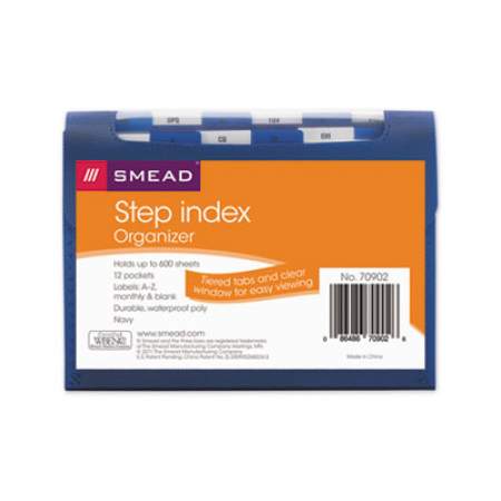 Smead Step Index Organizer, 12 Sections, 1/6-Cut Tab, Letter Size, Navy (70902)