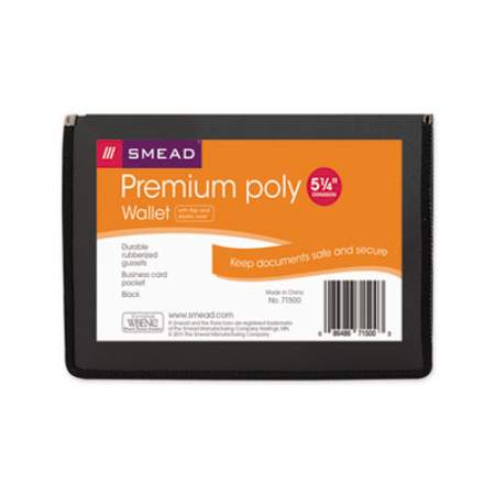 Smead Poly Premium Wallets, 5.25" Expansion, 1 Section, Letter Size, Black (71500)