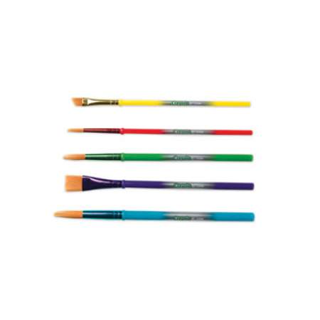 Crayola Arts and Craft Brush Set, Assorted Sizes, Natural Hair, Angled, Flat, Round, 5/Set (053506)