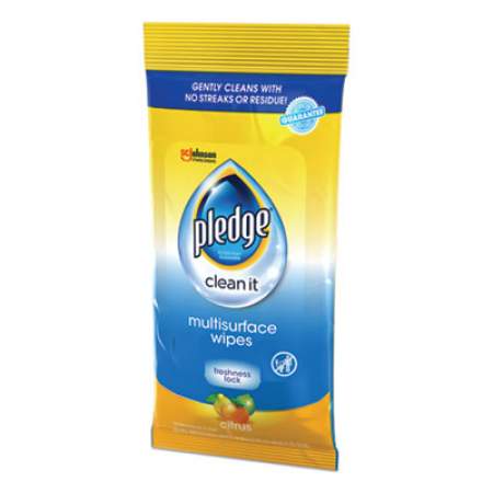 Pledge Multi-Surface Cleaner Wet Wipes, Cloth, 7 x 10, Fresh Citrus, 25/Pack (319249EA)
