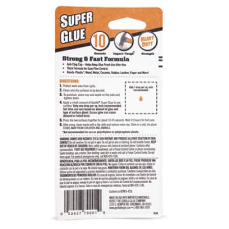 Gorilla Glue Super Glue, 0.53 oz, Dries Clear, 4/Carton (7807101CT)