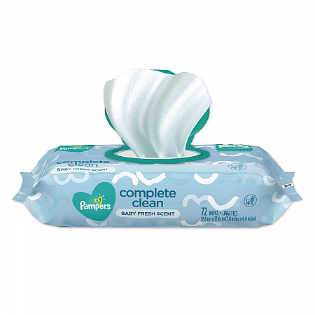 Complete Clean Baby Wipes, 1-Ply, Baby Fresh, 7 x 6.8, White, 72 Wipes/Pack, 8 Packs/Carton (75536)