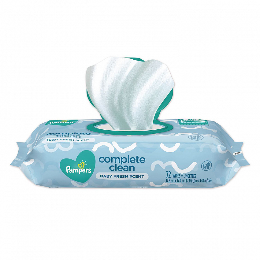 Complete Clean Baby Wipes, 1-Ply, Baby Fresh, 7 x 6.8, White, 72 Wipes/Pack, 8 Packs/Carton (75536)