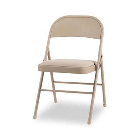 Alera Steel Folding Chair, Padded Vinyl Seat, Supports Up to 300 lb, Tan, 4/Carton (FCPC5T)