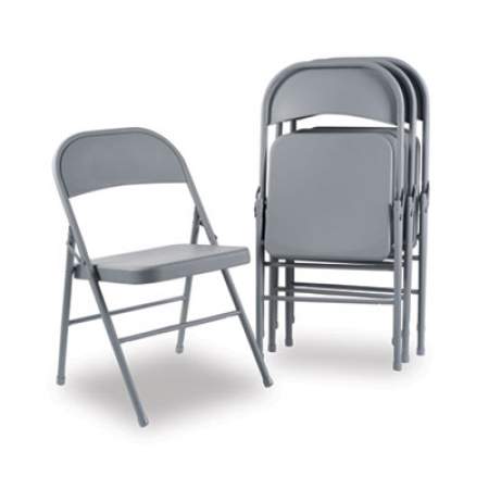 Alera Steel Folding Chair, Supports Up to 300 lb, Light Gray, 4/Carton (FCMT4G)