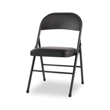 Alera Steel Folding Chair, Padded Vinyl Seat, Supports Up to 300 lb, Graphite, 4/Carton (FCPD6B)