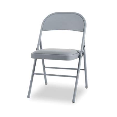 Alera Steel Folding Chair, Padded Vinyl Seat, Supports Up to 300 lb, Light Gray, 4/Carton (FCPC5G)