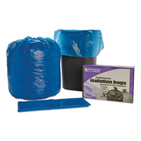 AbilityOne 8105015173665, SKILCRAFT Biohazard and Healthcare Can Liners, 33 gal, 1.2 mil, 30.5" x 43", Blue, 30/Box