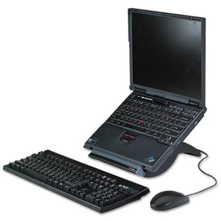 3M Vertical Notebook Computer Riser with Cable Management, 9" x 12" x 6.5" to 9.5", Black/Charcoal Gray, Supports 20 lbs (LX550)