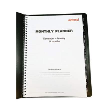 Universal Monthly Planner, 11 x 8, Black Cover, 14-Month (Dec to Jan): 2021 to 2023 (71001)