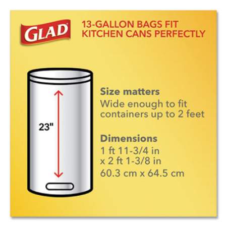 Glad OdorShield Tall Kitchen Drawstring Bags, 13 gal, 0.95 mil, 24" x 27.38", White, 80/Box (78902BX)