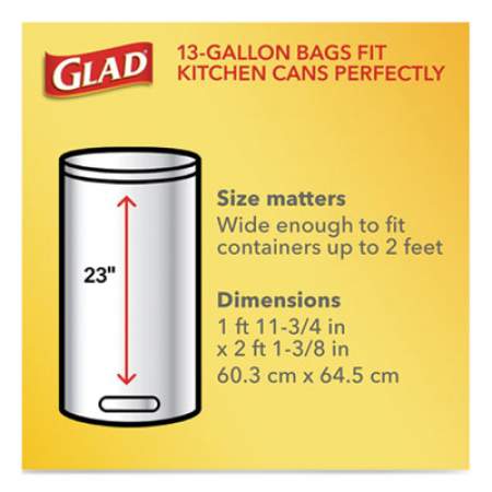 Glad TALL KITCHEN DRAWSTRING TRASH BAGS, 13 GAL, 0.72 MIL, 23.75" X 24.88", WHITE, 240/CARTON (79008CT)