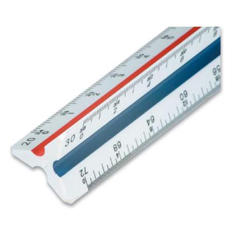 Staedtler Triangular Scale Plastic Engineers Ruler, 12", White with Colored Grooves (242750)