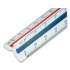 Staedtler Triangular Scale Plastic Engineers Ruler, 12" Long, White with Colored Grooves (987 1834BK)