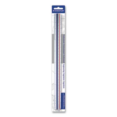 Staedtler Triangular Scale Plastic Engineers Ruler, 12", White with Colored Grooves (242750)