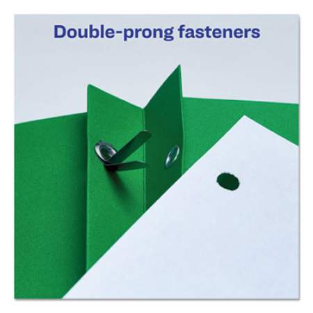 Avery Two-Pocket Folder, Prong Fastener, 0.5" Capacity, 11 x 8.5, Green, 25/Box (47977)