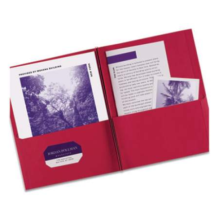 Avery Two-Pocket Folder, Prong Fastener, 0.5" Capacity, 11 x 8.5, Red, 25/Box (47979)