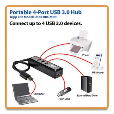 Tripp Lite 4-Port USB 3.0 SuperSpeed Hub, Black (U360004MINI)