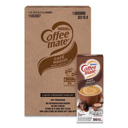 Coffee mate Liquid Coffee Creamer, Cafe Mocha, 0.38 oz Mini Cups, 50/Box, 4 Boxes/Carton, 200 Total/Carton (35115CT)